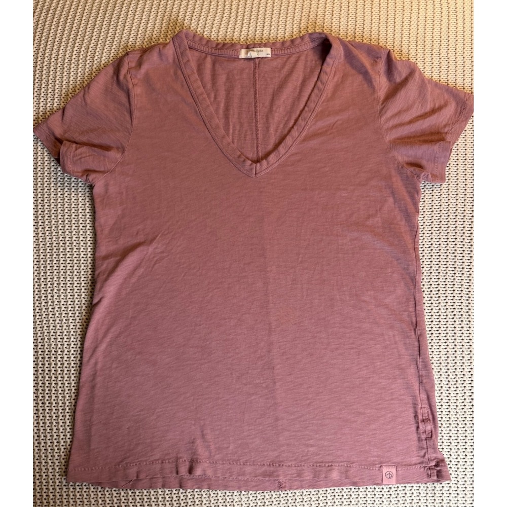 Rag & Bone New York Womens V-Neck Slub Jersey Tee Shirt Mauve Pink Medium